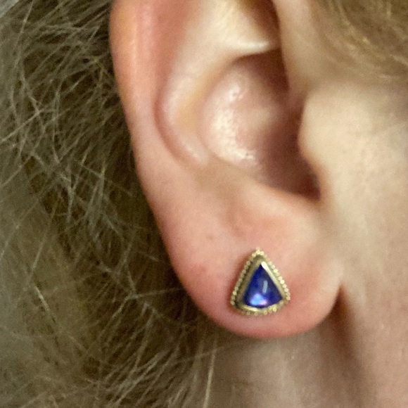 NWT Anna Beck Lapis Gold Earrings - Picture 2 of 8